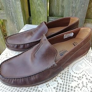 Men's CLARKS soft cushion Ortholite 12 Dark Brown Nubuck Leather Driving Loafers